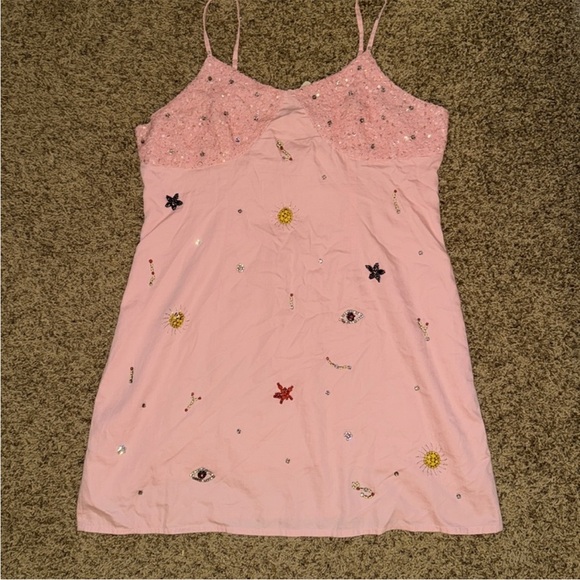 Anthropologie Pink Embellished Mini Dress - Picture 4 of 6